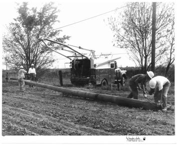 BMU line crew setting a pole